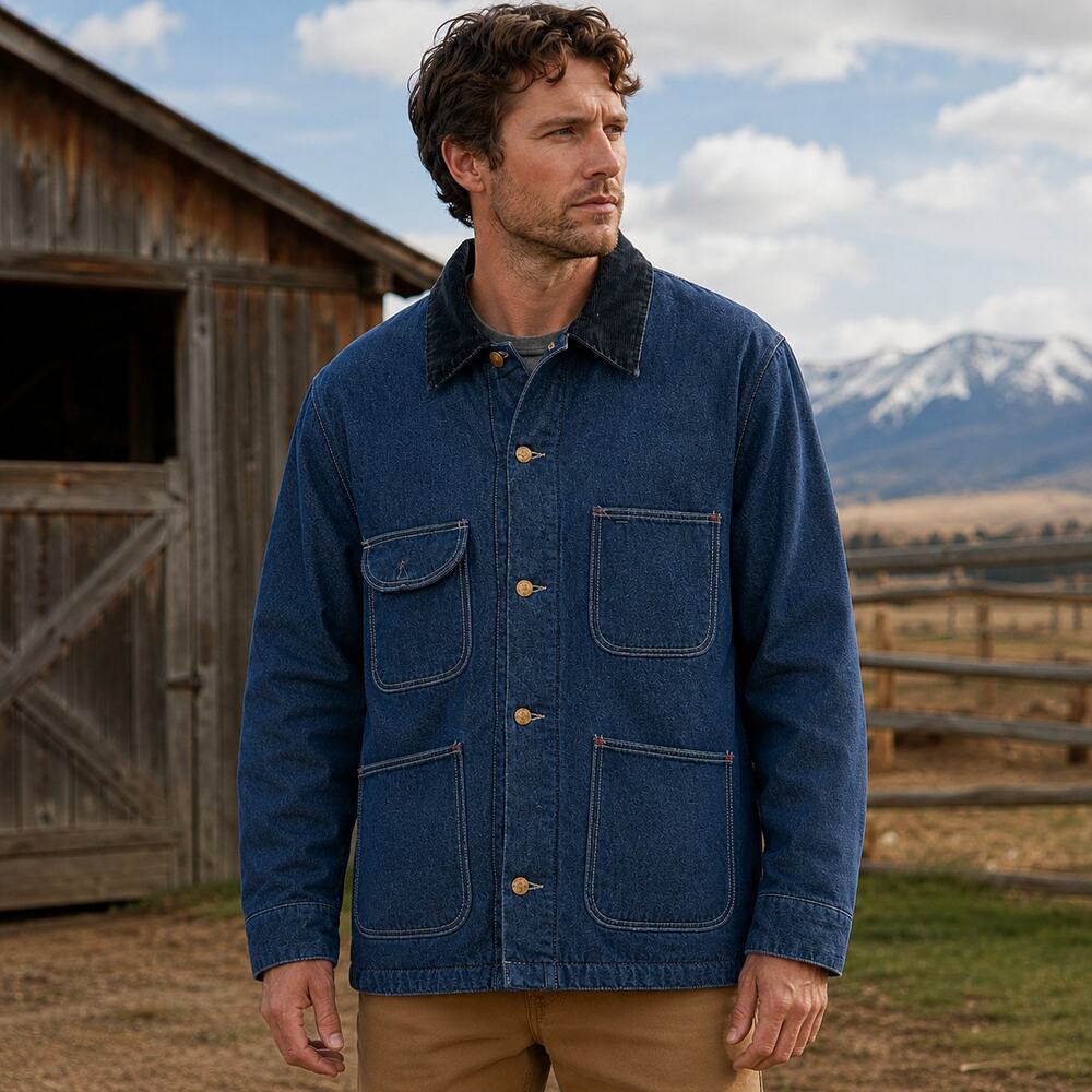 Wrangler VTG Blue Bell SZ 40 Blanket Lined Denim Chore Jacket Barn Coat Grunge